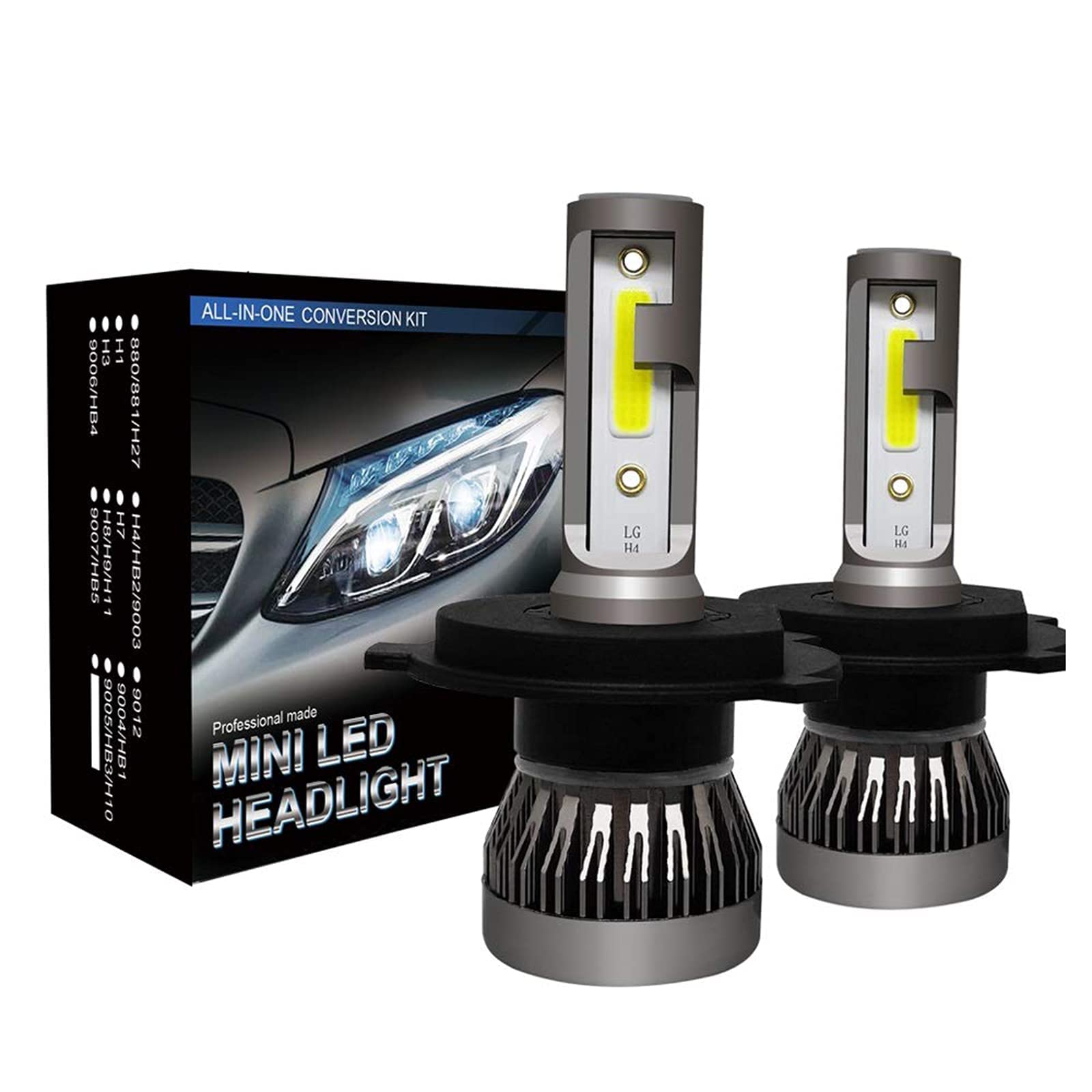 

VIPIH 2pcs H4 LED Headlight LED Fog Light 36W 8000LM High Brightness COB Beam 6000K Bulbs, H4/HB2/9003 Bulbs, Chip, Hi/Lo