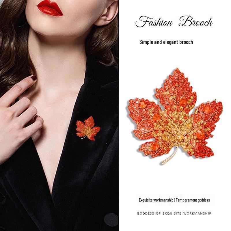 2024 Luxury Maple Leaf Brooch - Elegant Women's Coat Accessory & Corsage Pin