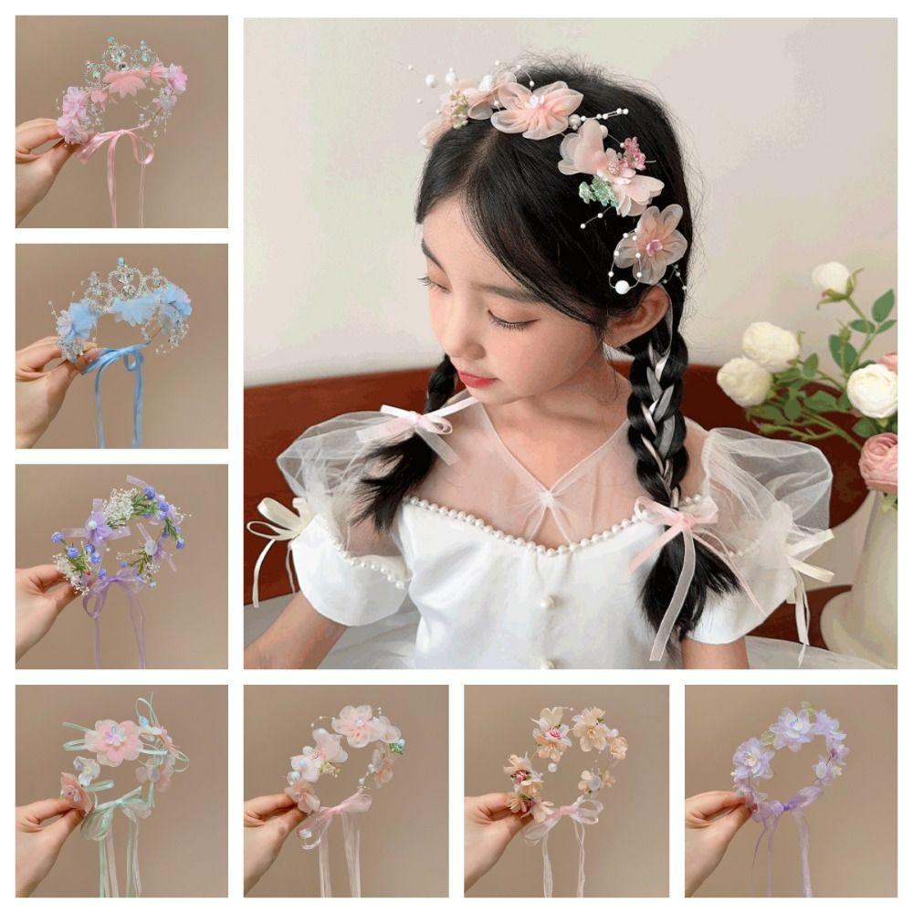 Party Headwear Artificial Flower Crown Sweet Wedding Headband New Floral Hair Hoop  Girls Gift