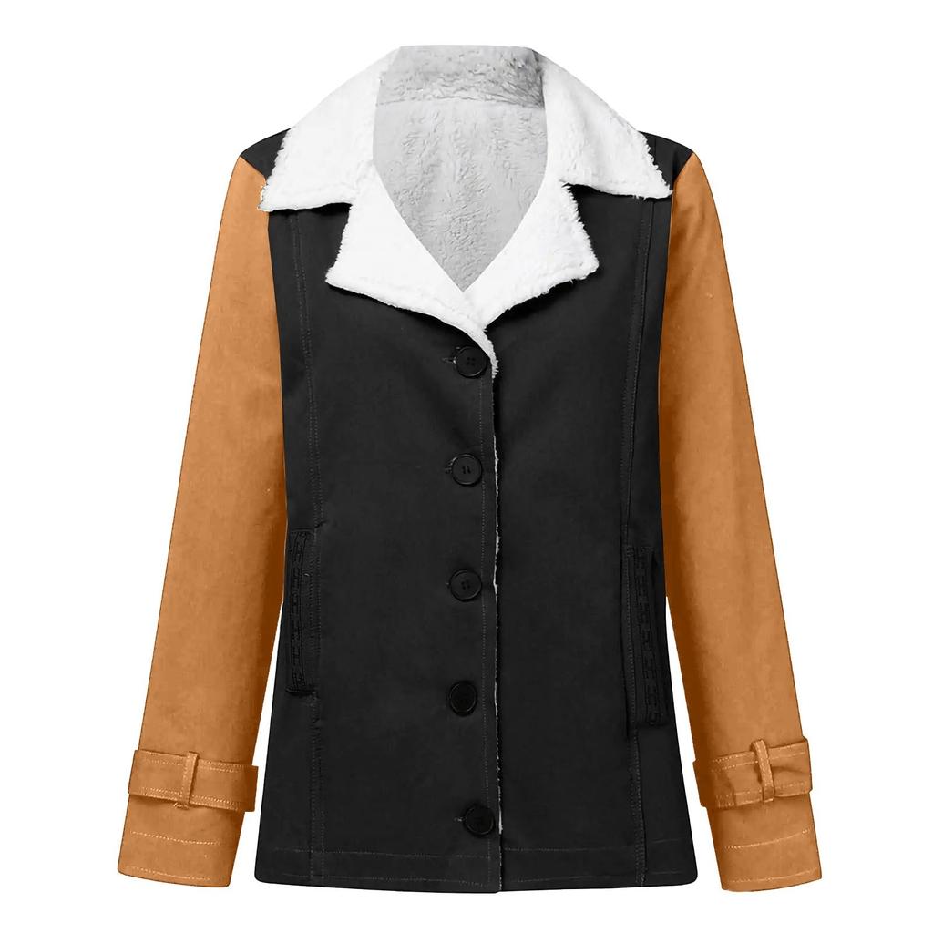 Women's Casual Fashion Loose Plus Fleece Collar With Pocket Keep Warm Jacket