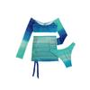 Cikini Knitted Strapless Long Sleeve Bikini Set Top Triangle Swimwear Bottom Hollow Out Skirt Bikini Set 3pcs,Summer Beach