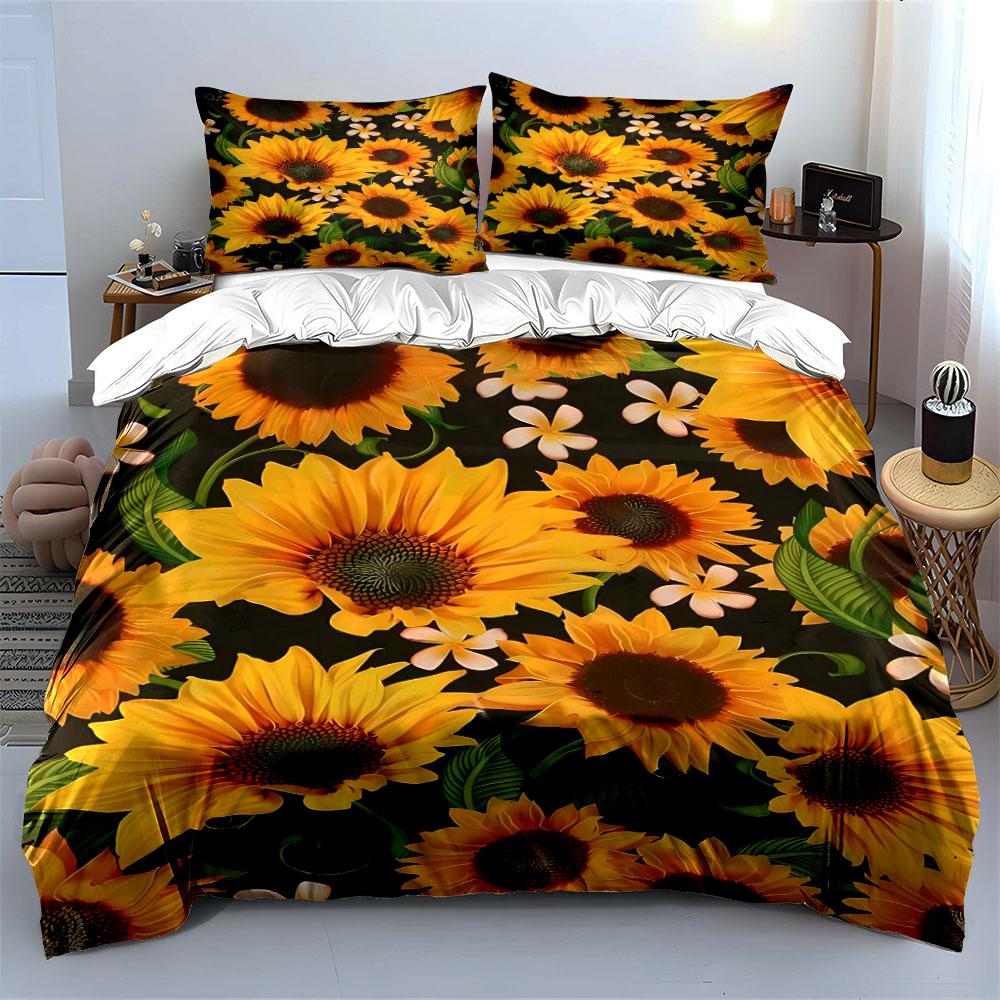 Sunflowers and white daisies. Bedding sets Duvet cover sets Duvet covers Pillowcases(1*Duvet Cover 2*Pillowcases without duvet insert)