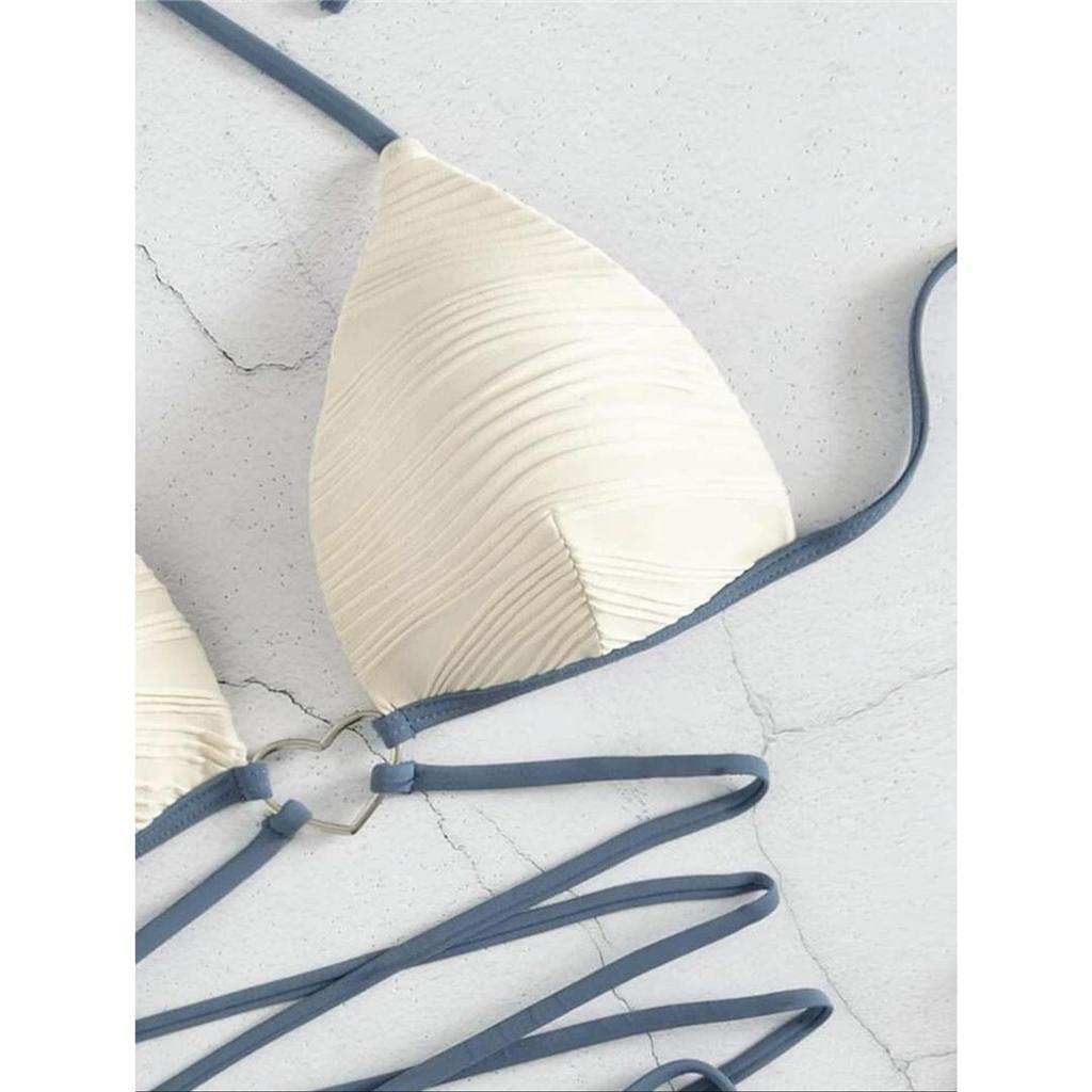 New Wrap Around Halter Vrásčité bikiny Ženy Plavky Dámské Plavky Dvoudílné Bikiny Souprava Koupání Plavky Dámské