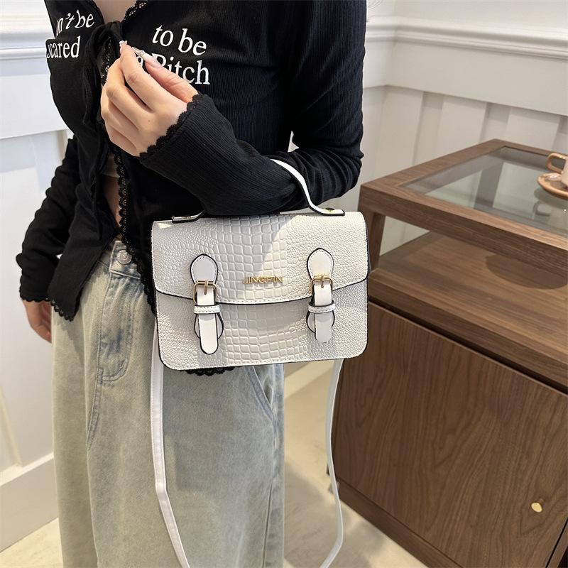 New Summer Crocodile Pattern Texture Personalized Casual Simple Retro One-shoulder Crossbody Handheld Small Square Bag for Women