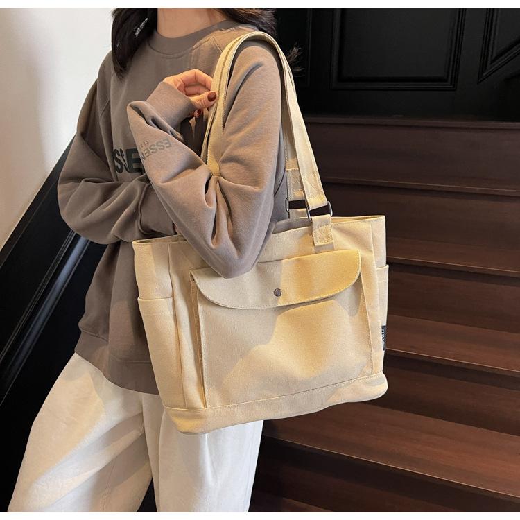 New Large-capacity Canvas Bag Women's Simple Versatile Tote Bag Literary Cloth Bag Commuter Shoulder Bag