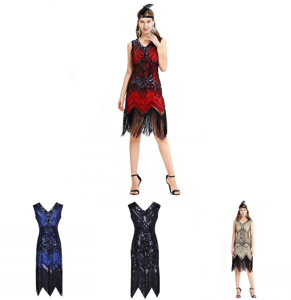 Elegant Gatsby Flapper Beaded Vintage Fringe Sequin Sleeveless Women Party Dresses For Timeless Style