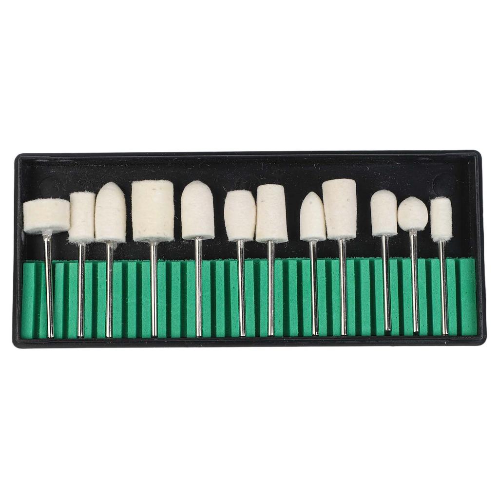 High Quality Wool Felt Grinding Head Rotary Tool Parts Polishing Tool Woodworking 12 Pcs 2.35mm Shank Abrasive Tools Accessories