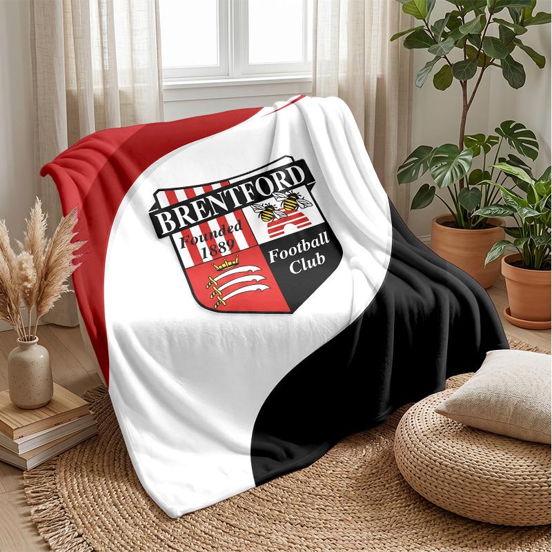 Brentford Football Print Flannel Blanket, Soft Warm Lightweight Throw Blanket for Sofa Bed Camping
