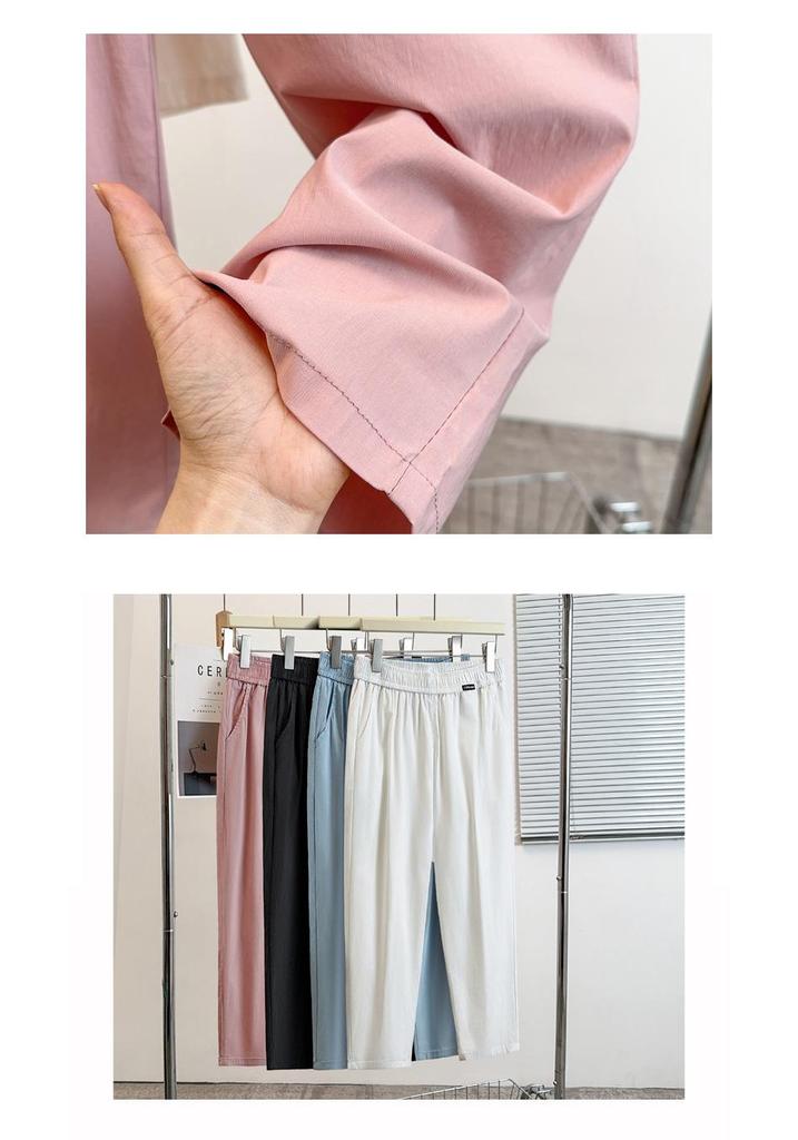 Summer Plus Size High Waist Elastic Slimming Tapered Casual Pants