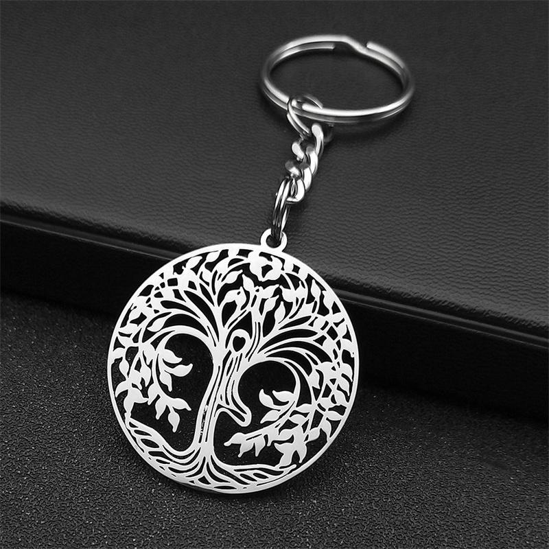 Fashion Tree of Life Stainless Steel Earrings Silver Color Women Dangle Earring Amulet Life Tree Jewelry Party Gift E545S01