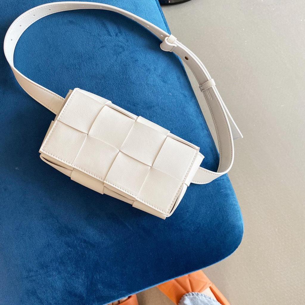 Trendy Cowhide Mini Woven Waist & Shoulder Messenger Bag - Unisex