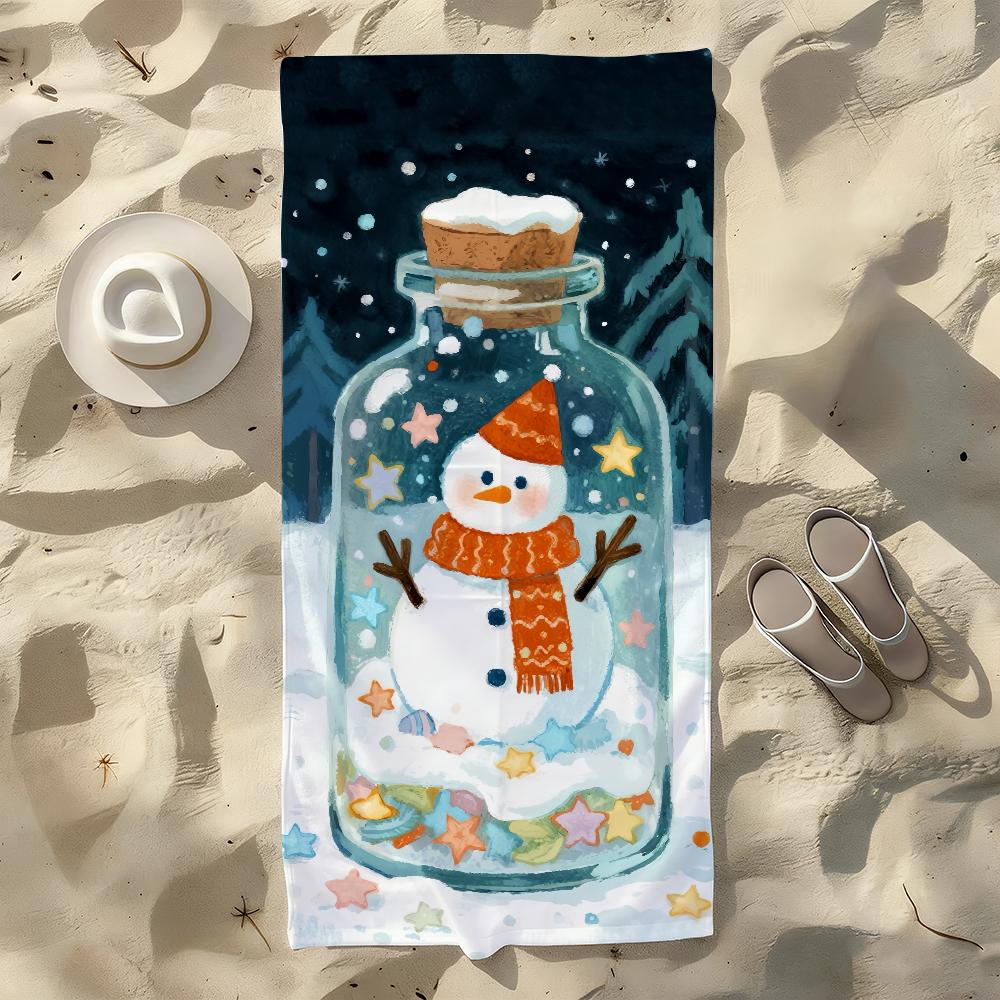 

Snowman Wishing Bottle Towel For Swim Yoga Gym Quick Drying Soft and skin-friendly Beach Towels All-Season W30*H60(CM)