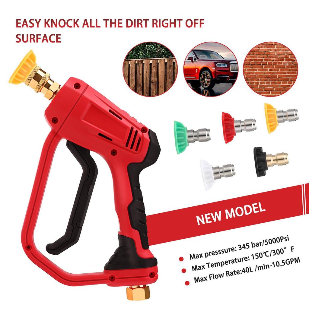4000 PSI Adjustable High-Pressure Washer Gun with 1/4 Connector for Car and Universal Cleaning