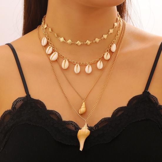 Natural Seashell Layered Necklace Tassel Ocean-Inspired Jewelry Beach Earrings Set Vacation Style Elegant Gift for Women