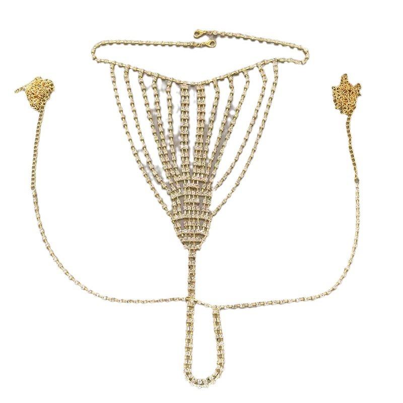 Exaggerated Rhinestone Bra Panties Accessories Nightclub Sexy Clothing Body Chain European And American Body Chain