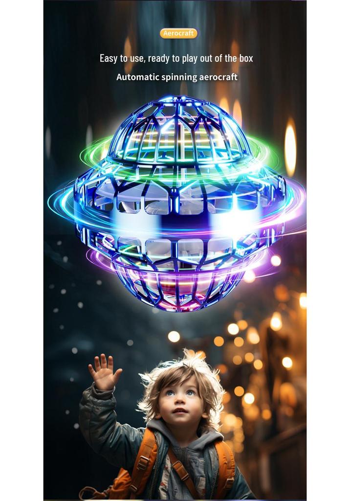 Luminous UFO Gyro Hover Ball: Smart Rotating Flying Saucer Spinner Toy.