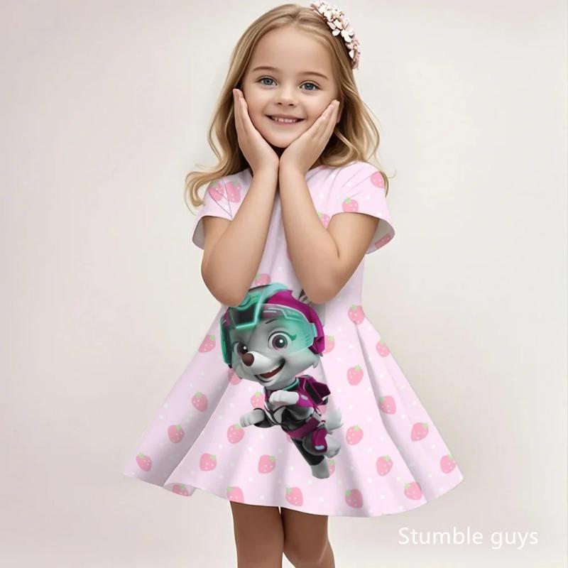 Summer Lightweight Paw Patrol Dress For Girls Casual Fashion Beach Sundress Cute Cartoon 110