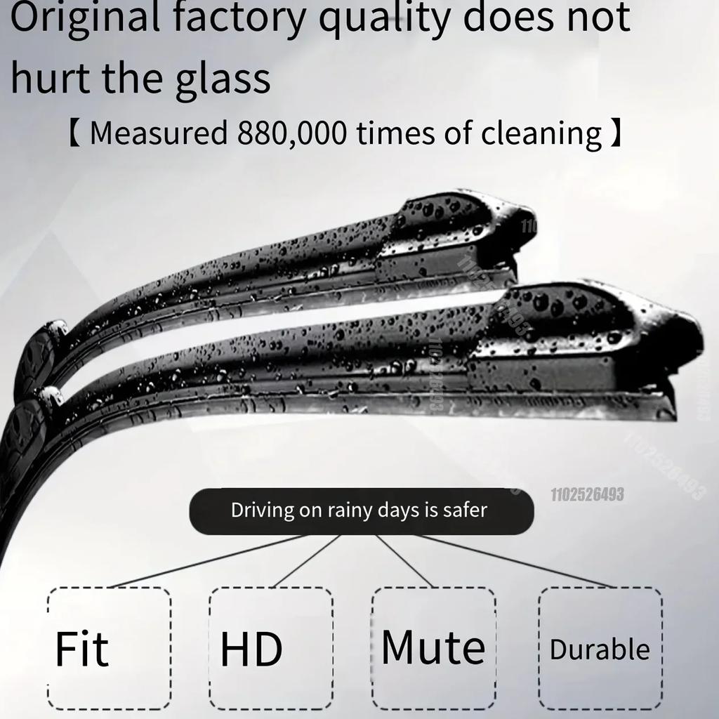 Car Wiper Blades Universal U-type Soft Rubber Boneless Wiper  Durable Reduce Noise Automotive Wiper 16" 18" 19" 21" 22" 24"