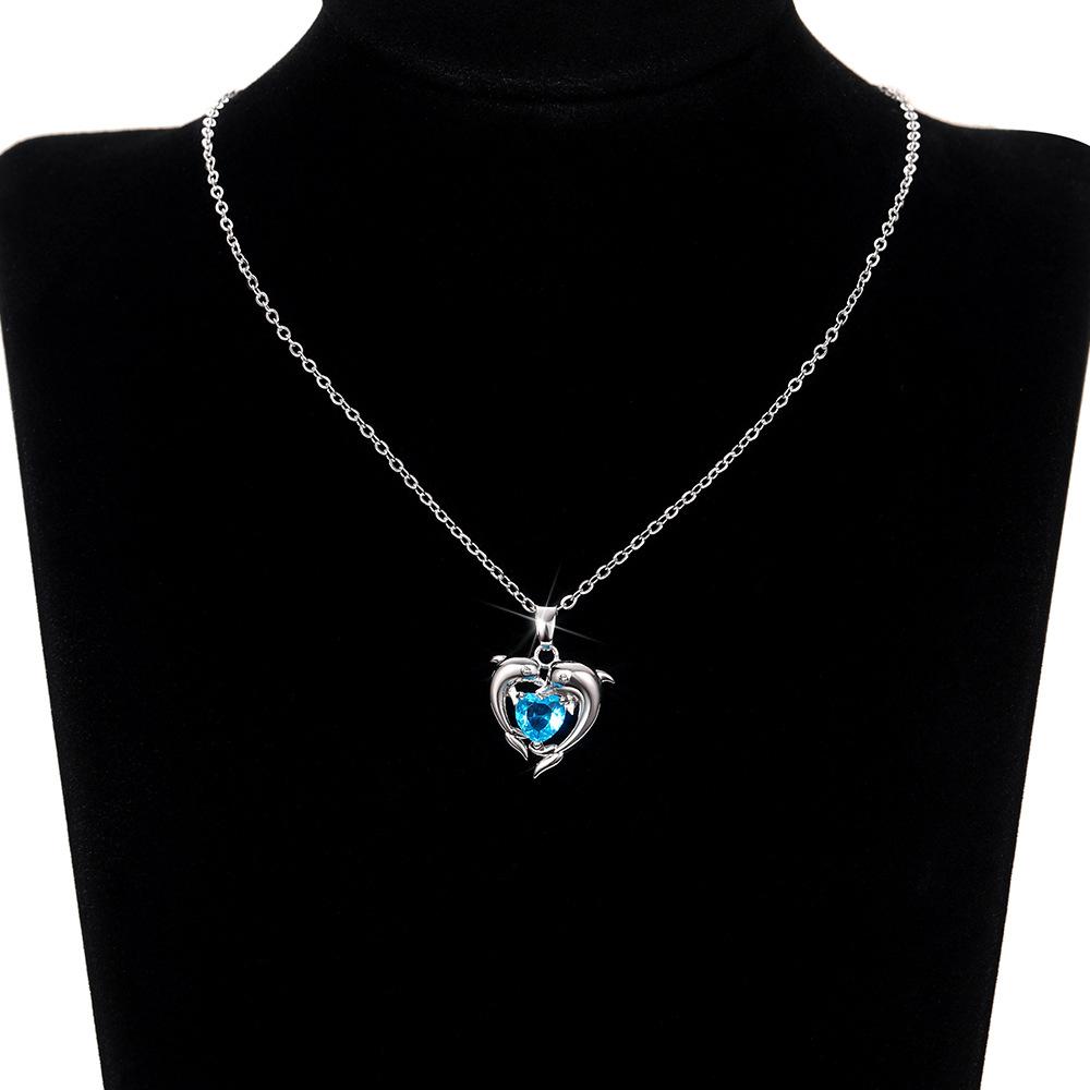Cute Dolphin Necklace Female, Light Luxury High Sense Heart Shaped Pendant Sweater Chain Neck Chain