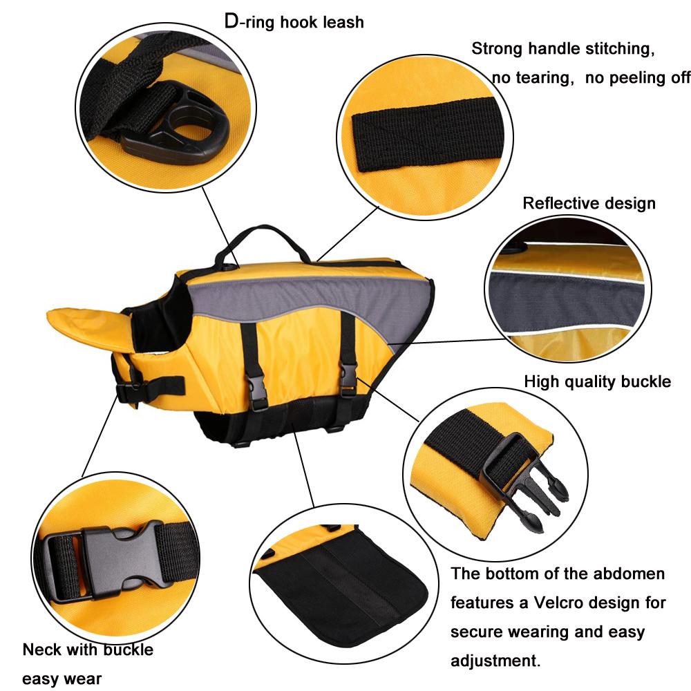 Dogs Life Jacket Pet Life Vest for Dog Water Safety Swimming Reflective Pets Dog Swim Clothes for Swimming Pool Beach Boating