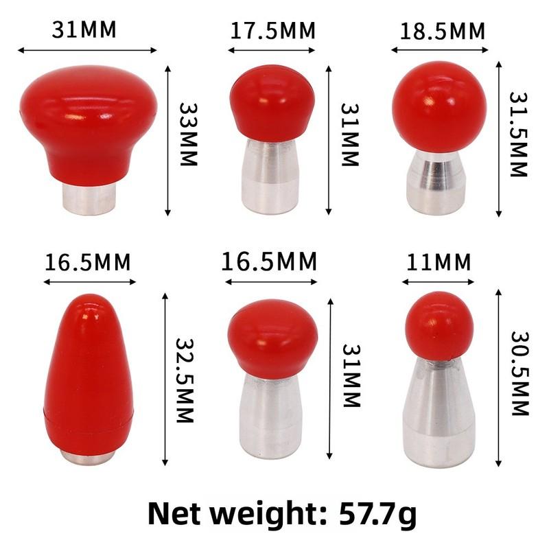 6Pcs Car Dent Repair Tool Leather Hat Hammer Replacement Head Dent Repair Replacement Head Hook Top Pit Tool M8 thread