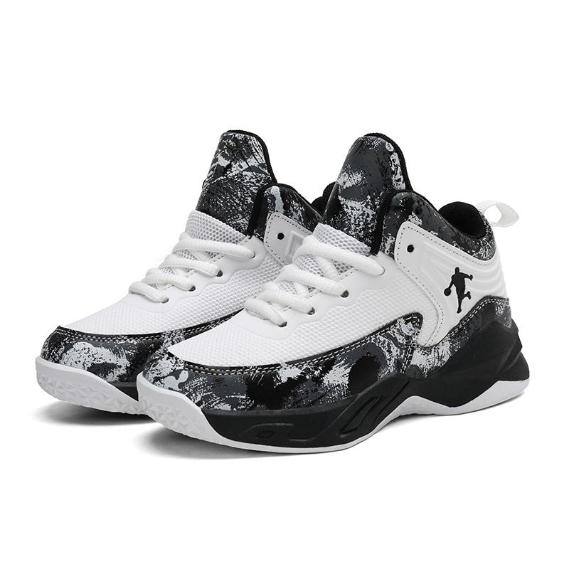 

Детская мода, баскетбольная обувь для спорта на открытом воздухе, повседневная спортивная обувь, детская обувь 35 чёрный/белый