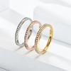 2025 2mm Iced Out Cubic Zirconia Ring Female Gold copper Color Stainless Steel Wedding Rings for Women Fashion Zircon Gift