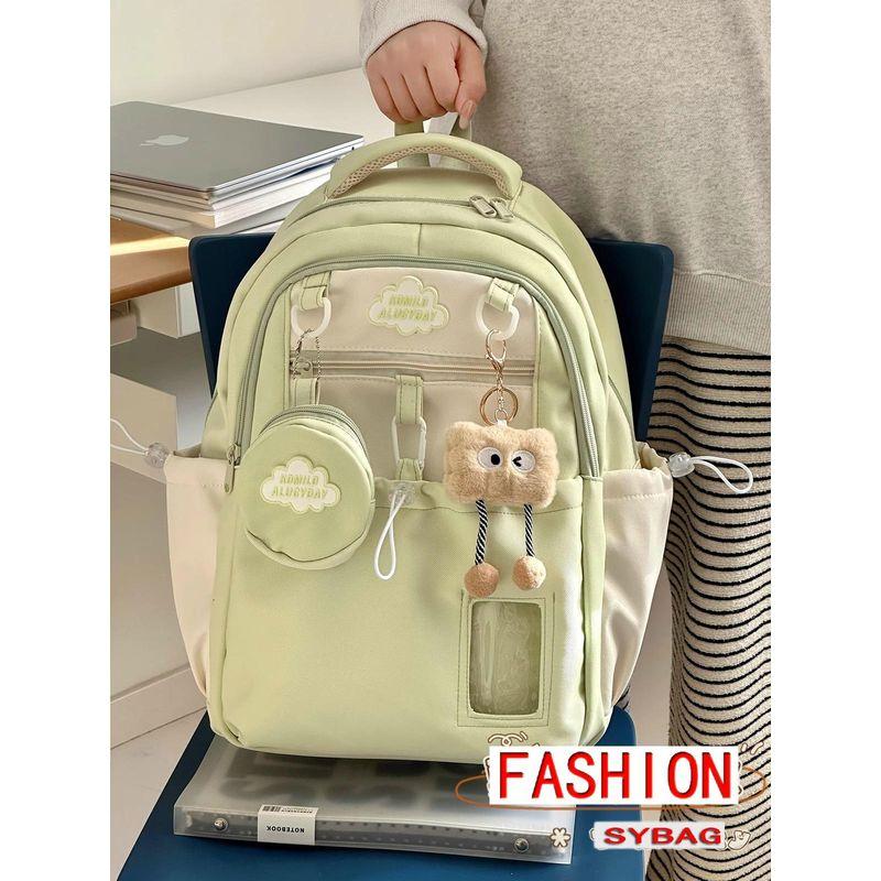 

Корейская серия Ins Милый рюкзак для девочки Легкий рюкзак для девочки-подростка Рюкзак для ученицы старшей школы Большая вместимость Универсальный рюкзак Green bag + long legs biscuits