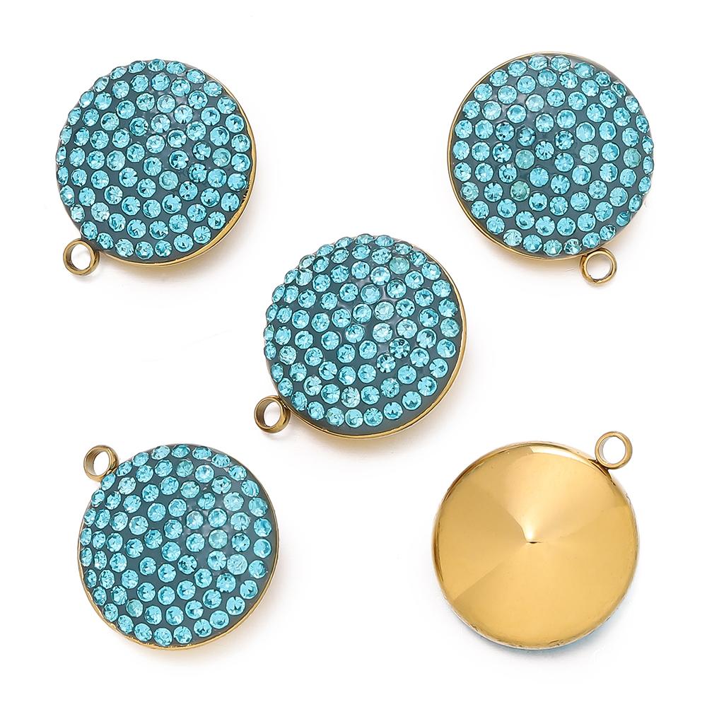 

1pcs/pack Multicolor Stainless Steel Round Shape Charms Pendants For DIY Bracelet Necklace Jewelry Making Accessories S синий