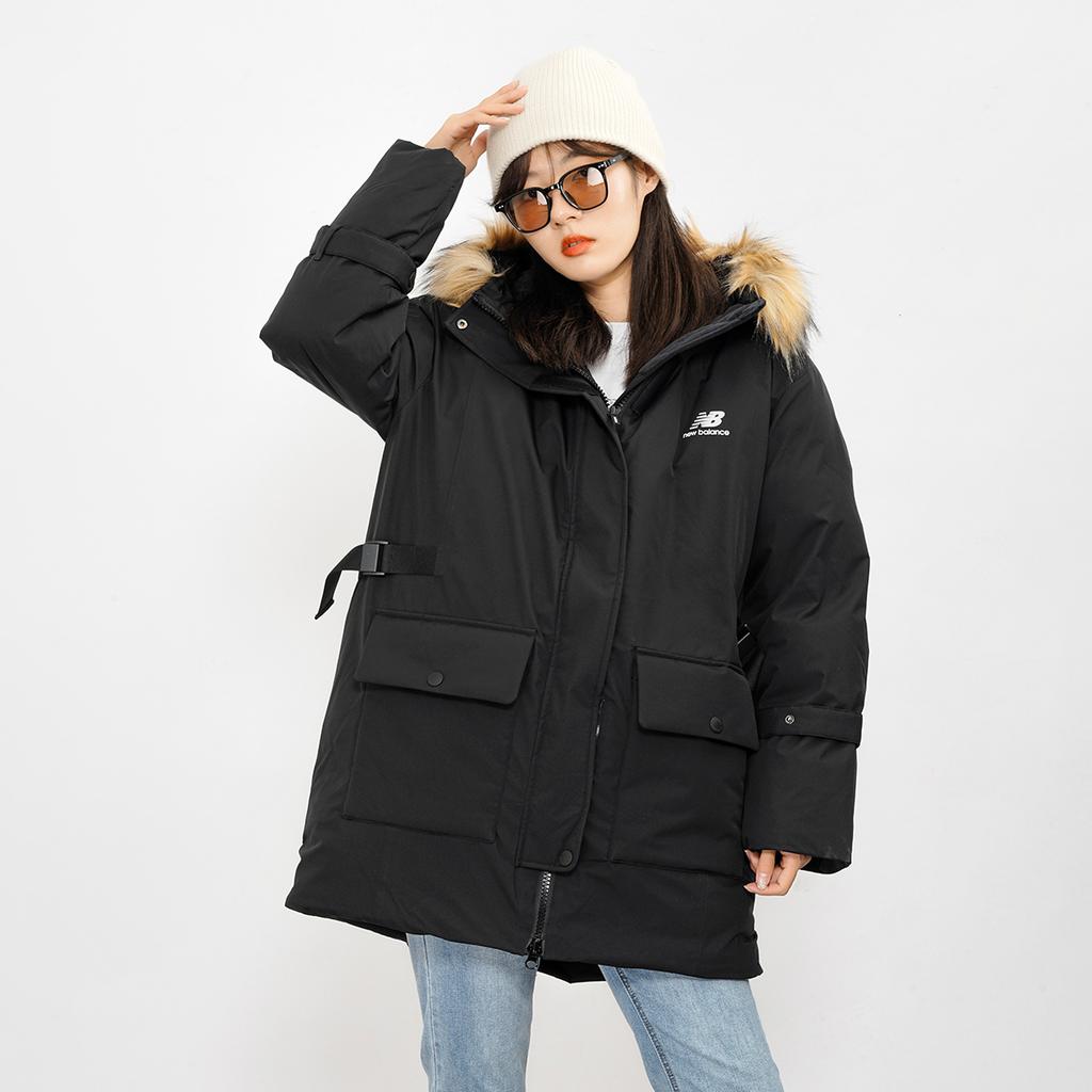 New Balance Down Jackets Women's Black Hooded Moderate Parka Down Jacket AWJ14352-BK