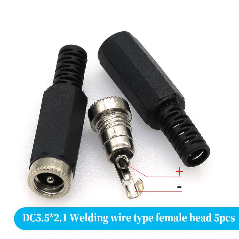 5PCS DC Power Connector pin 2.5x5.5mm Female Plug Jack + Male Plug Jack Socket Adapter PCB Mount DIY Adapter Connector 5.5x2.5