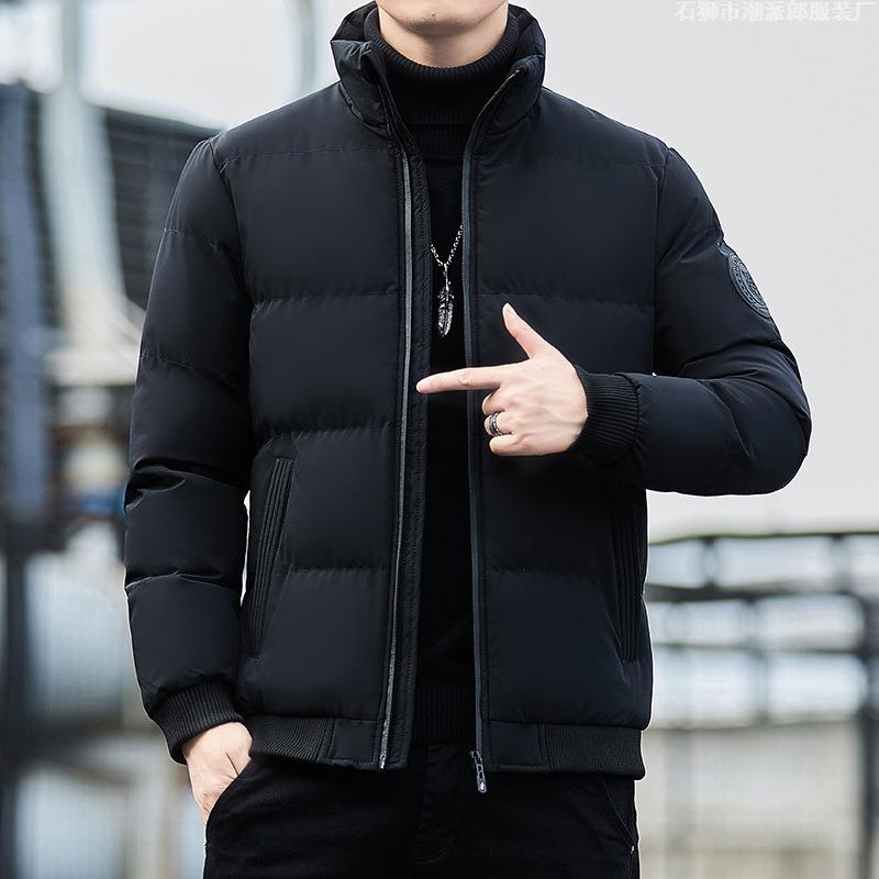 Padded-on men's winter new thickened padded jacket short stand-up collar loose casual feather jacket men's jacket trend
