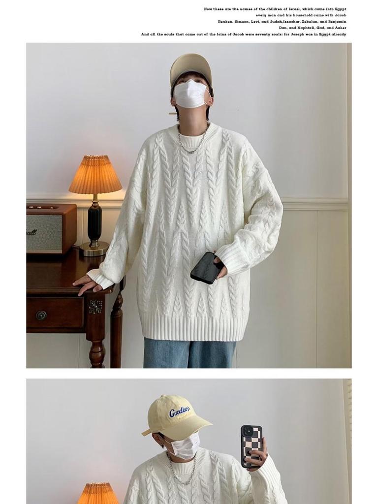 Herren Cardigan im koreanischen Stil mit Kreuzstich: Herbst/Winter Lässiger Strickpullover mit Rundhalsausschnitt, inspiriert von Hongkong.