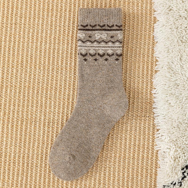 Coffee Color Medium Wool Socks Casual Retro Style Thickened Warm Thick Socks