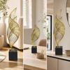 Geometric Leaf Sculpture with Square Base Sturdy for Shelf Display, Office
