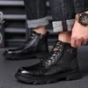 Fashion British Style Outdoor Sneakers Casual Ankle Boots for Men Genuine Leather Boots Comfortable Flat High Top Lace Up Fashion Male