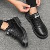 Black Men's Shoes  Leather Casual Shoes for Men Fashion Sneakers  Walking Four Seasons Comfortable British Men Shoes