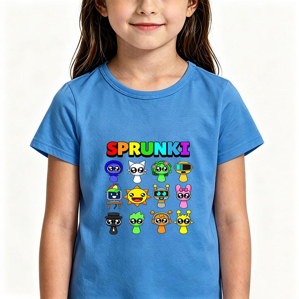 Game Sprunki Children's T-Shirt 100% Cotton Cute Grils Boys Kids Tops Cartoon Print Tees Casual O-Neck Short Sleeve Summer Wear