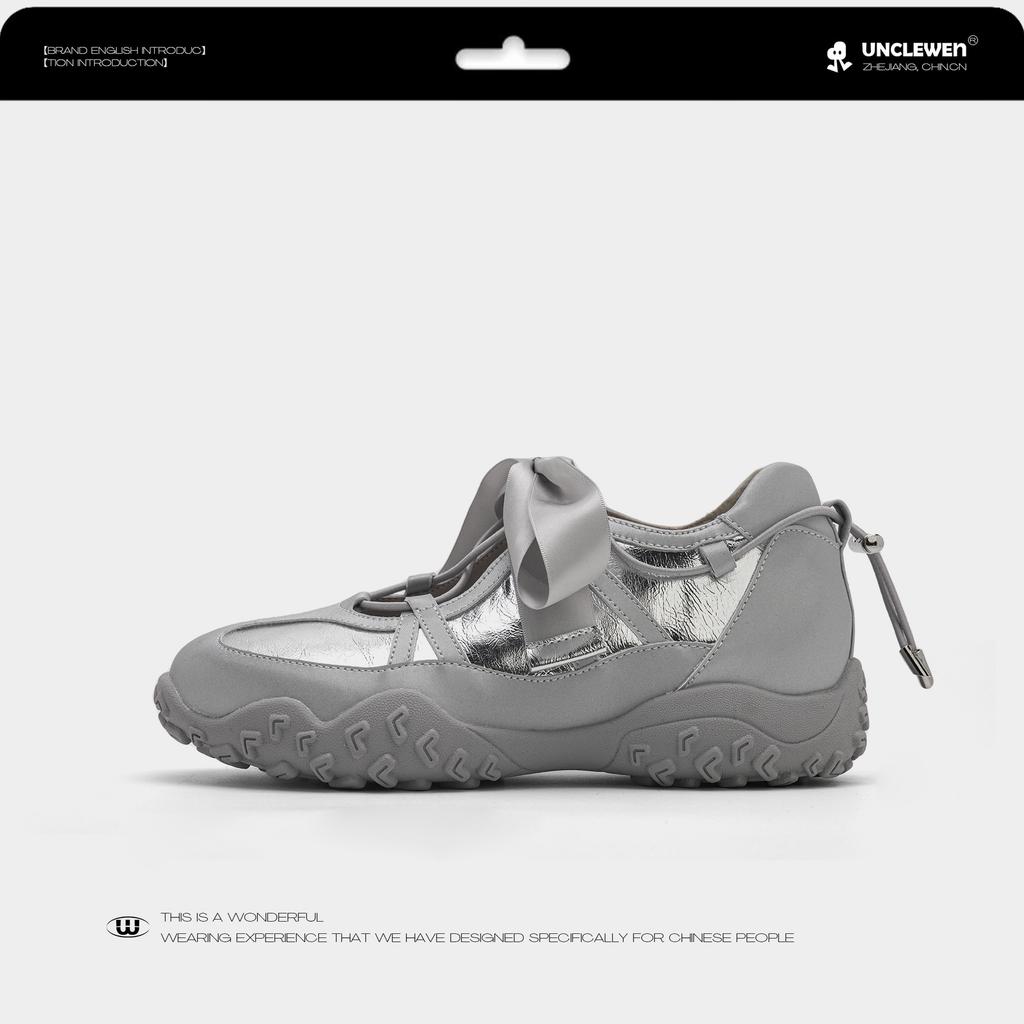 Spot version~ Ribbon bow Mary Jane shoes women's 2025 new flat-bottomed German training shoes drawstring niche single shoes