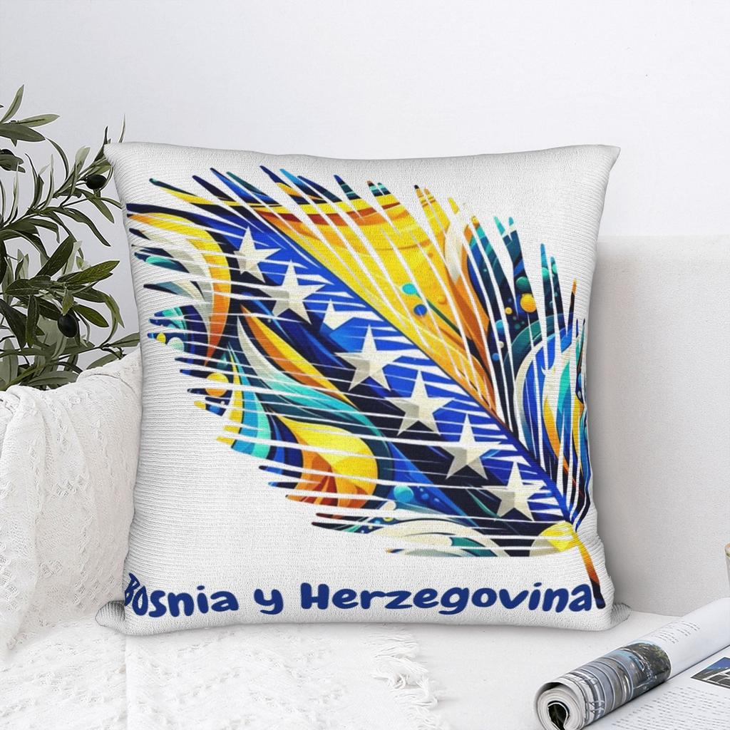 Decorative Pillowcase Bosnia and Herzegovina Flag Merchandise Home Throw Pillow Case Cover Zippered Multi-Size
