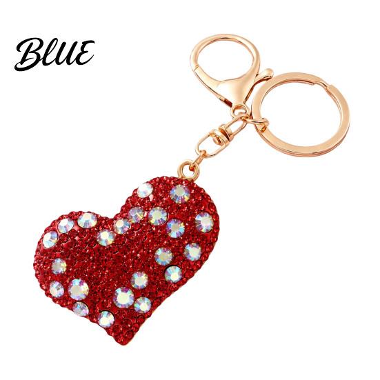 Heart Shaped Key Holder Sparkling Rhinestone Love Keychain  Zinc Alloy Car Ring Ring Handbags Backpacks Purse Charm Accessory Gift for Women Chain