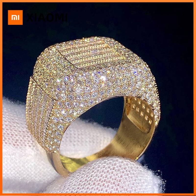 Xiaomi Huitan Luxury Geometric Women Ring Gold Color Fashion Wedding Lady Accessories with Shining CZ Noble Gorgeous Party Jewelry
