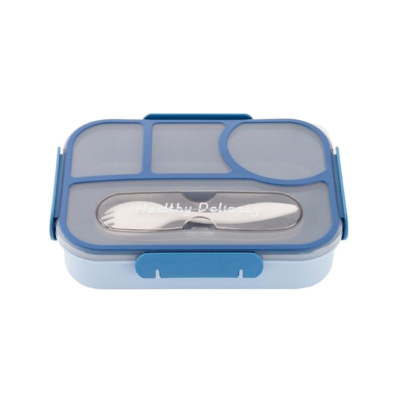 Insulated Bentos Container With 4 Sections 1100ML Microwave Safe Leak Proof Seal Portable Lunch Box For Commuters