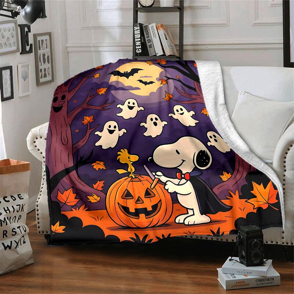 1Pc Snoopy'S Halloween Adventure Blanket Soft And Comfortable Casual Warm Camping Travel Christmas Halloween Gift M91789