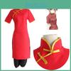 Exquisites rotes Gintama Kagura Cosplay Kostüm Uniform Kleid und Hosen Set für Anime-Fans
