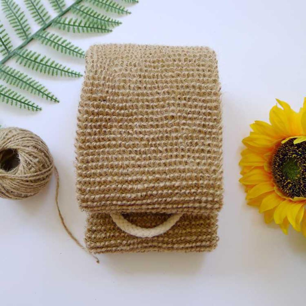 With Gloves Back Shower Strap Rustic Style Bath Towel Durable Jute Back Scrubber Set Body Cleaning