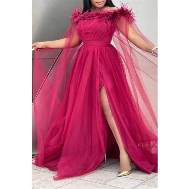 

Вечернее платье больших размеров, весеннее и летнее женское вечернее платье, свободные сетчатые платья 5XL