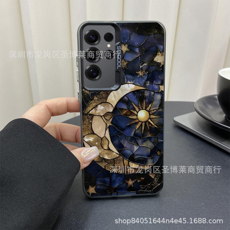 Suitable for Samsung Color Silver Case S24/S25ULTRA Retro Moon GalaxyS23/NOTE20 Mobile Phone Case