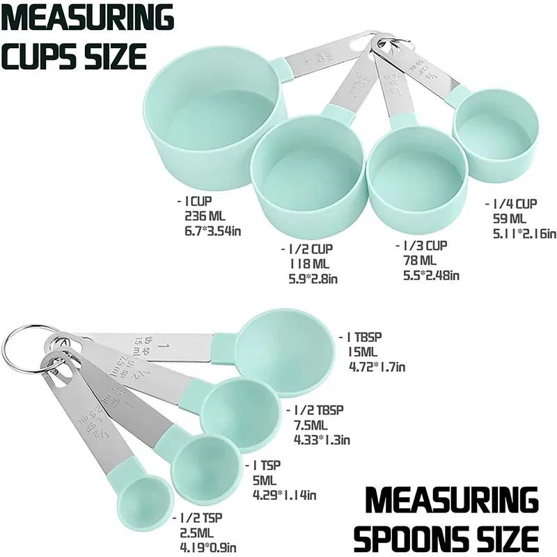 Hot 8Pcs/set Stainless Steel Measuring Cup and Spoon Set with Handle Accurate Scale Kitchen Tools for Baking Cooking Ingredients