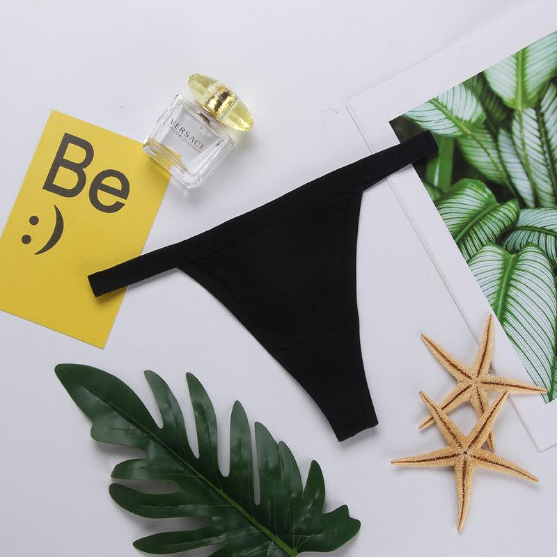 Women's Cotton Thong Panties - Sexy Solid Color T-Back Underwear
